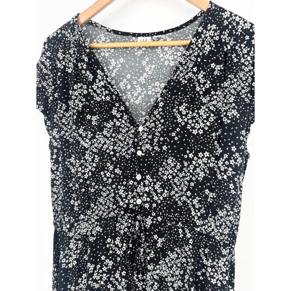 Gap Black and White Button Front Flutter Mini Dress Size M - Picture 4 of 6
